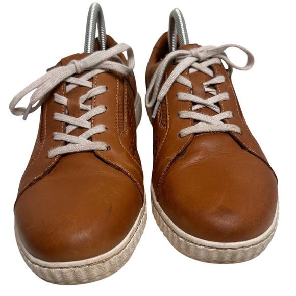 Clarks Collection Caroline Ella Leather Casual Sneakers Sz 10 M Cognac Comfort - Picture 2 of 16